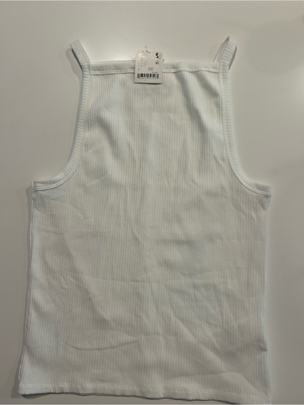 Free People White Ribbed Tank Top L NWT
